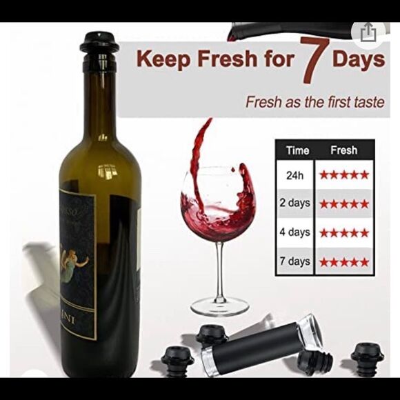 Wine saver pump with four bottle stoppers - Picture 5 of 7